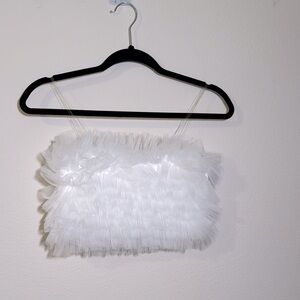 Altard State White Ruffled Crop Top